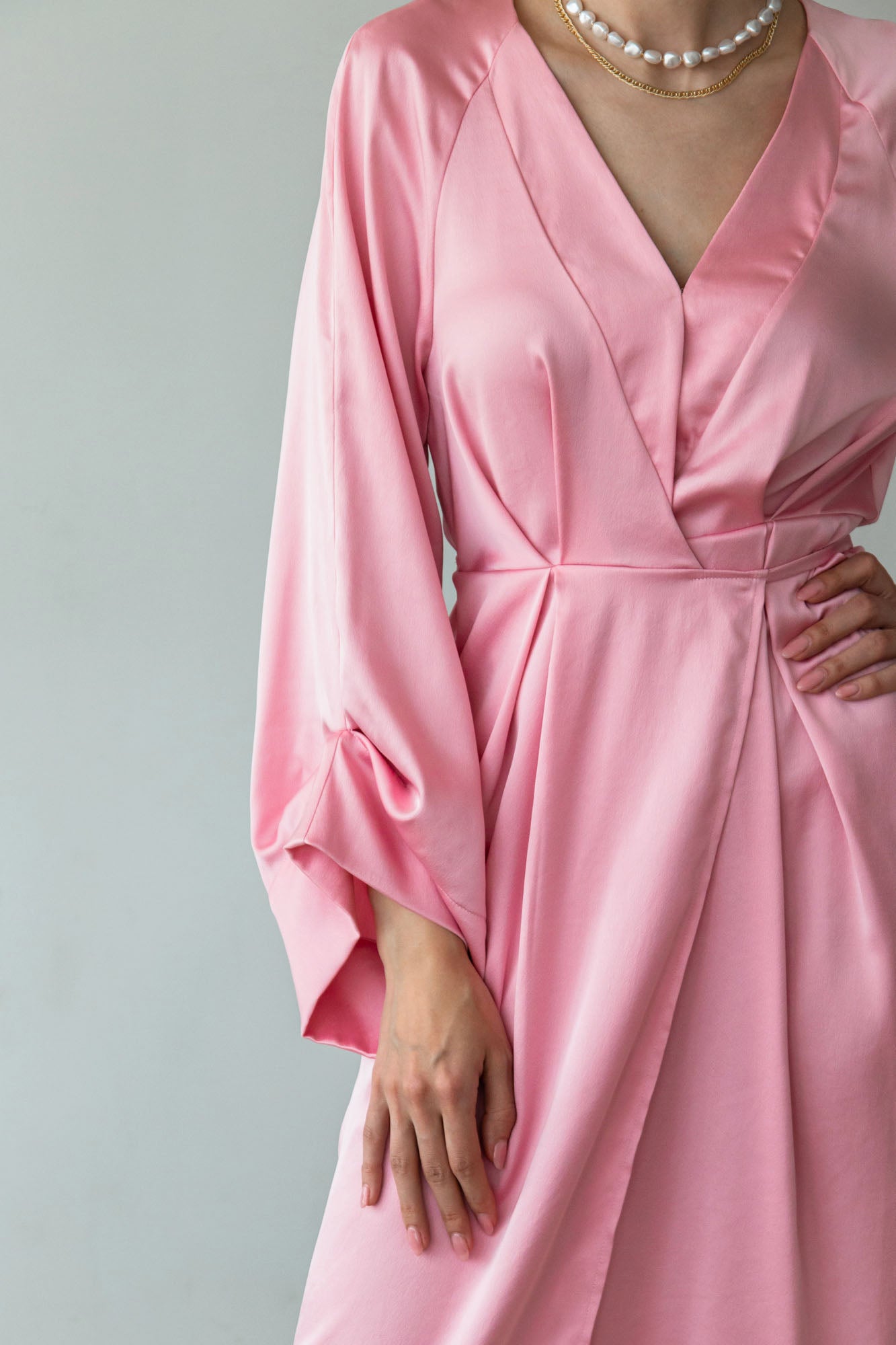 Рокля кимоно в бебешко розово