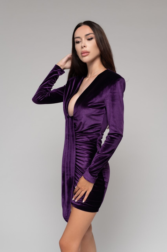 Кадифена Мини Рокля Aubergine